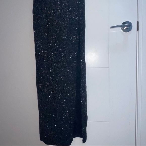 Black sparkly long side split maxi dress - Picture 5 of 10